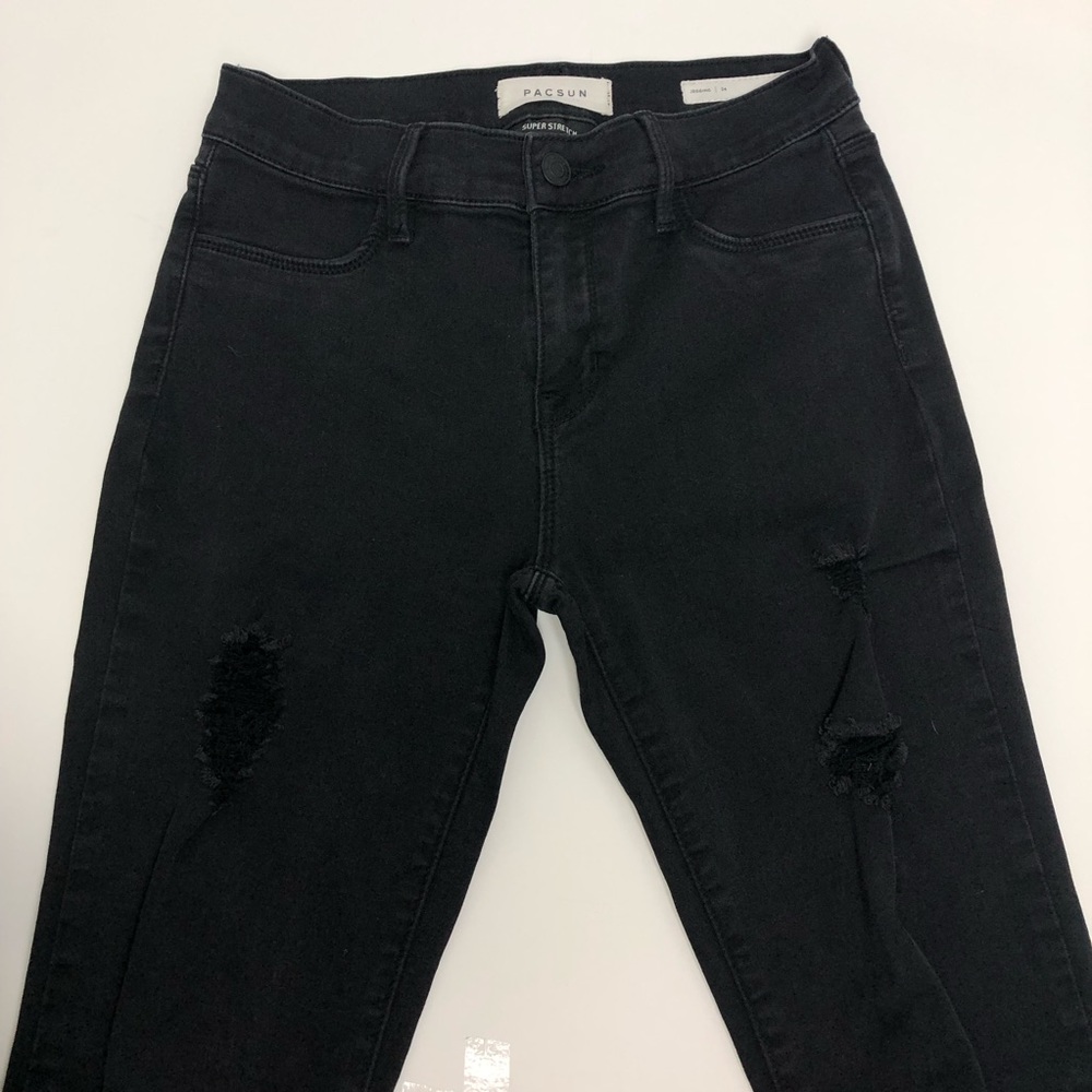 PACSUN BLACK RIPPED JEANS - Picture 4 of 5
